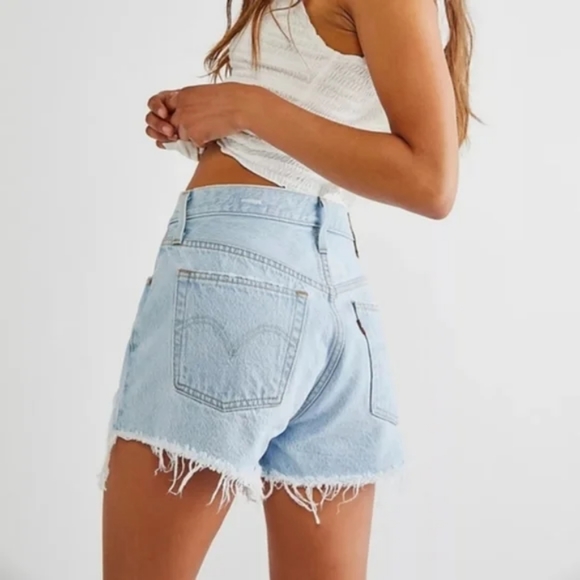 Levi's 501 Denim Shorts High Rise Button Fly Luxor - Picture 14 of 15